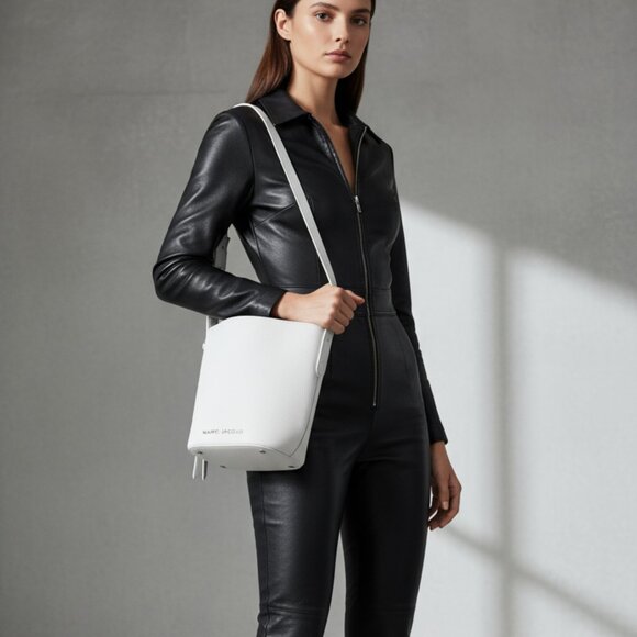 $495 MARC JACOBS white pebble leather bucket bag - Picture 3 of 15